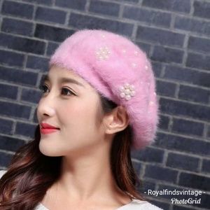Faux rabbit hair beret